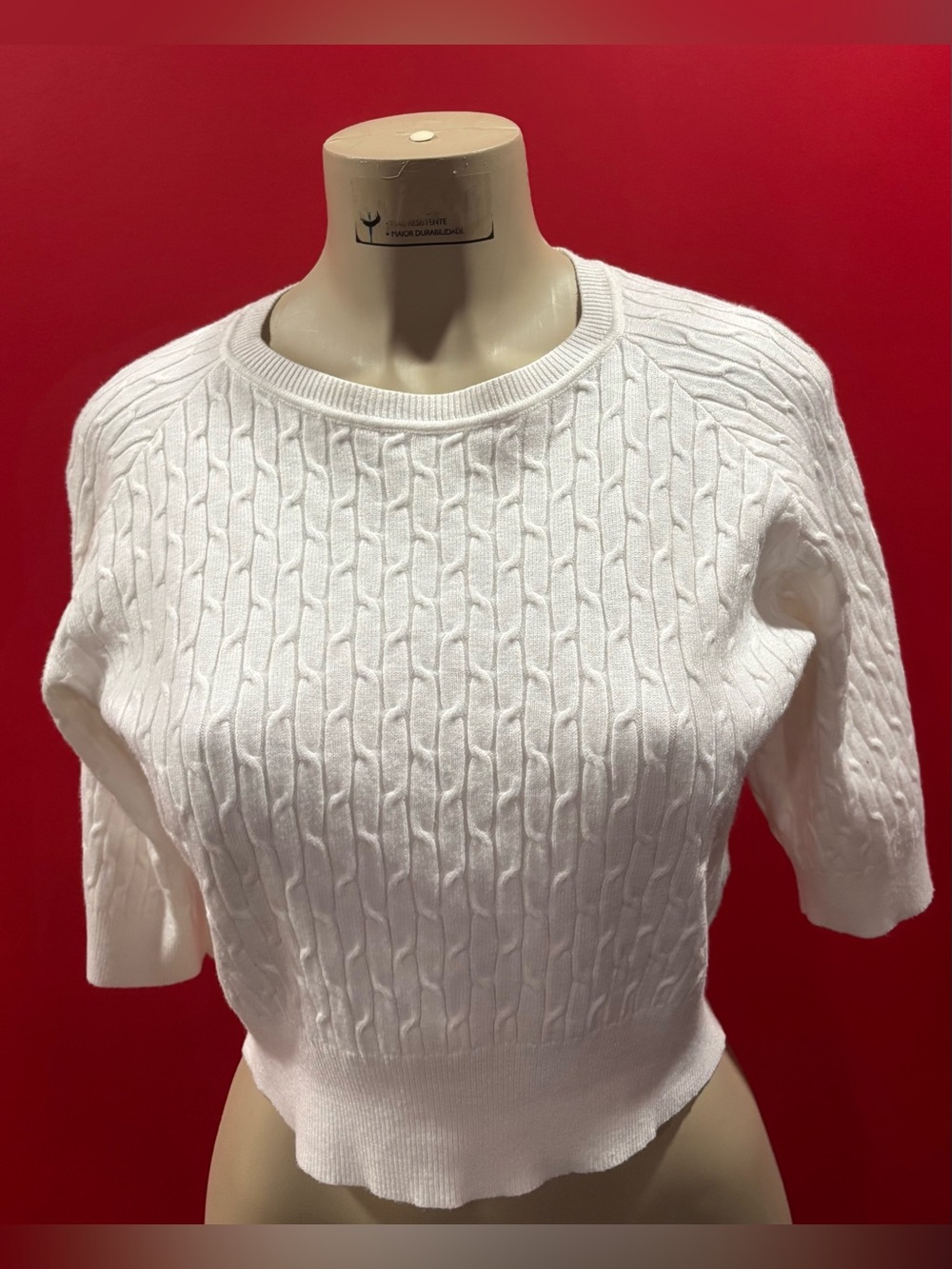 Daisy White Cable Knit Cropped Top